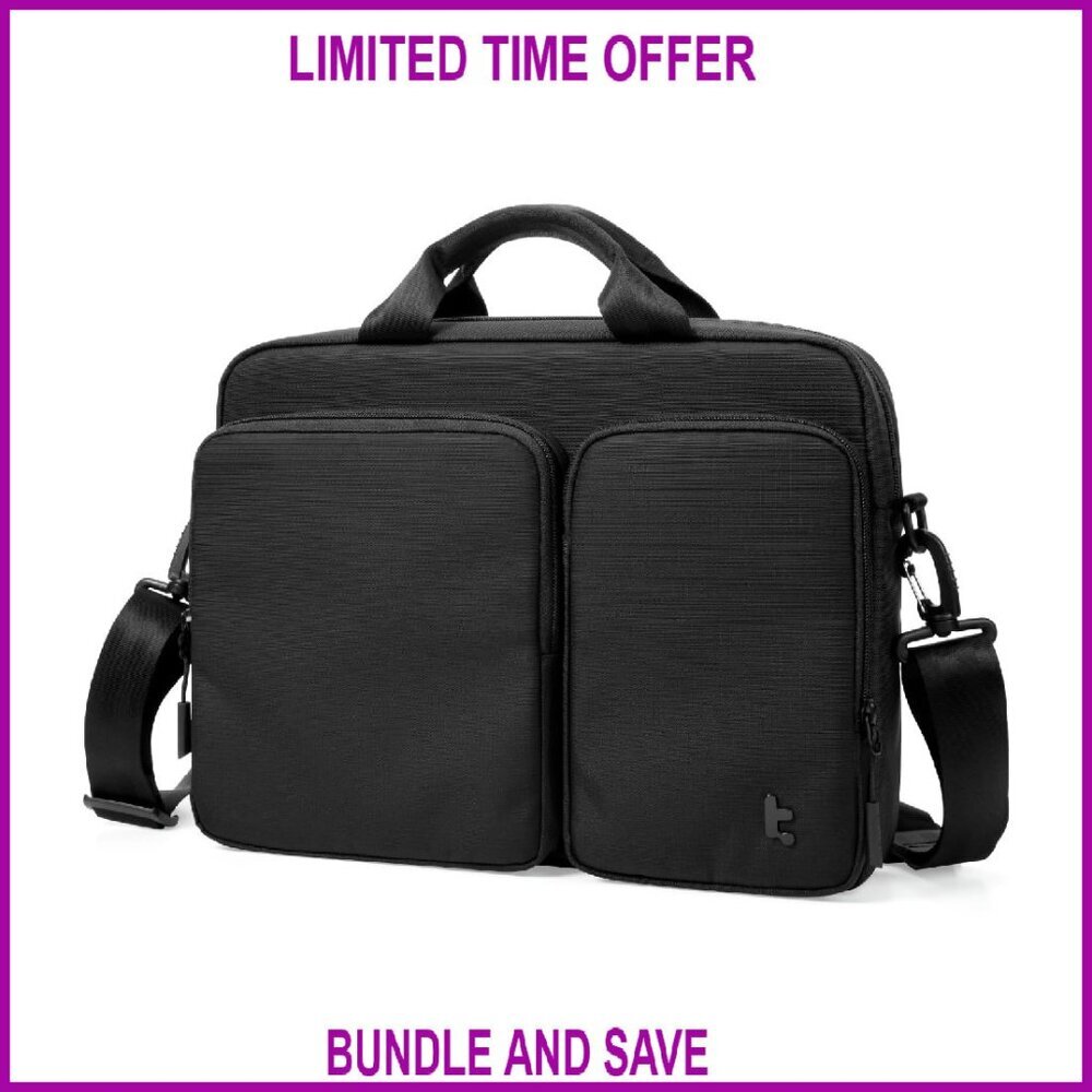 Slim 13-14 Inch Laptop Shoulder Bag, Water-Resistant Recycled Fabric,